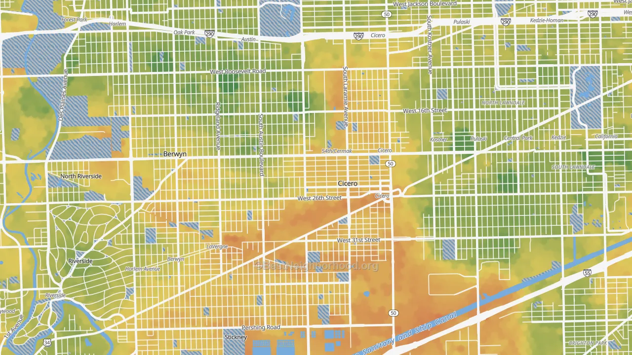 Bike Grade map of 60804, IL