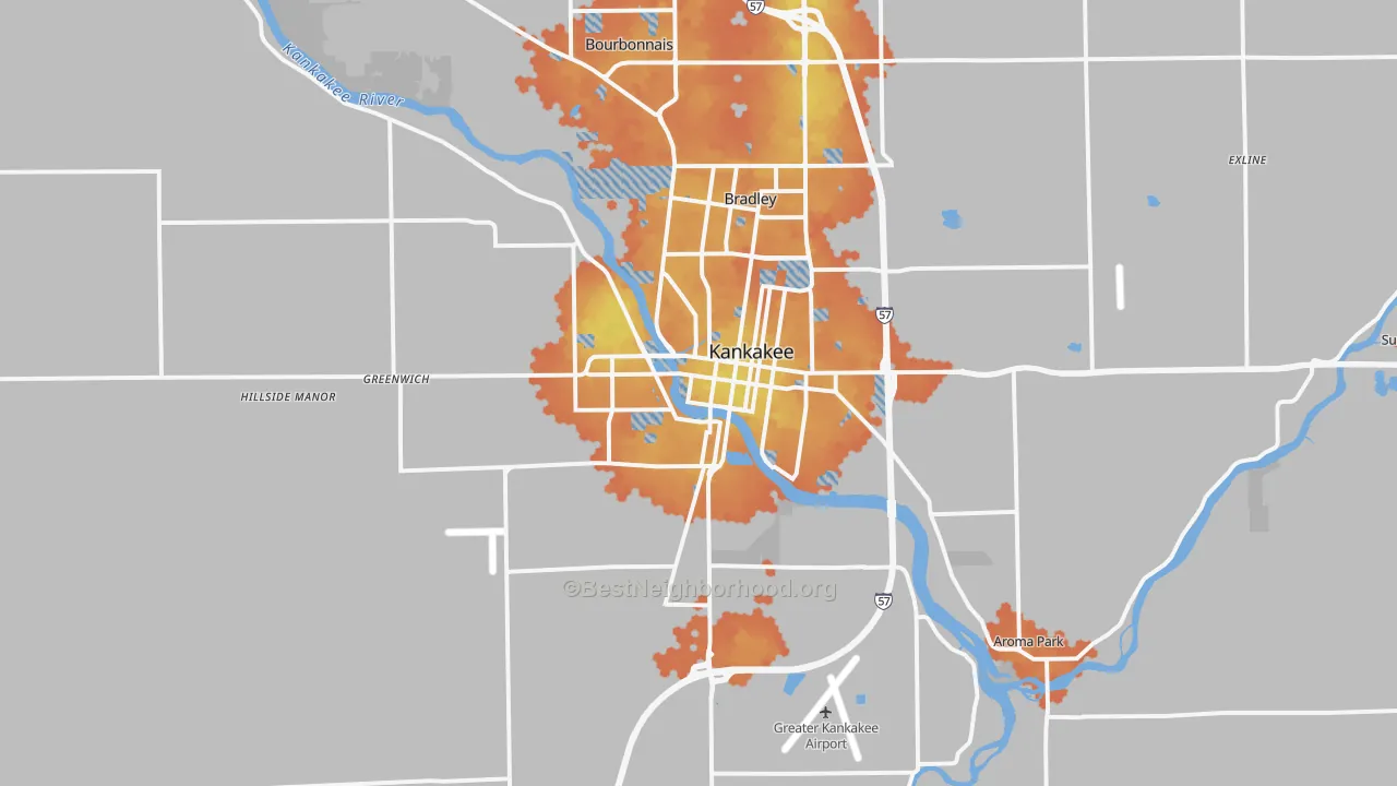 Bike Grade map of 60901, IL