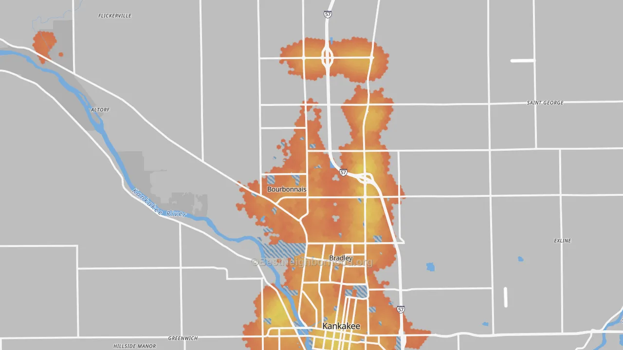 Bike Grade map of 60914, IL