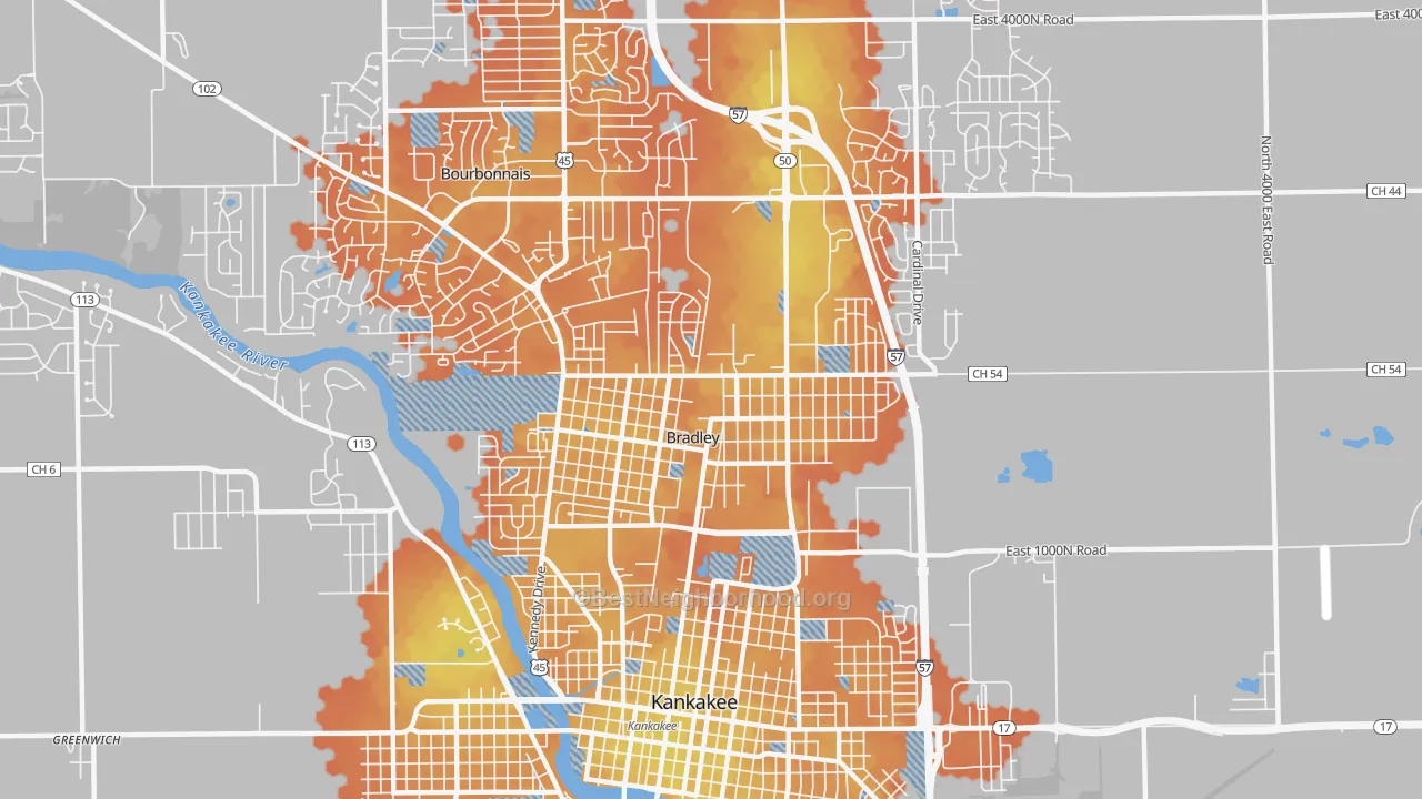 Bike Grade map of 60915, IL