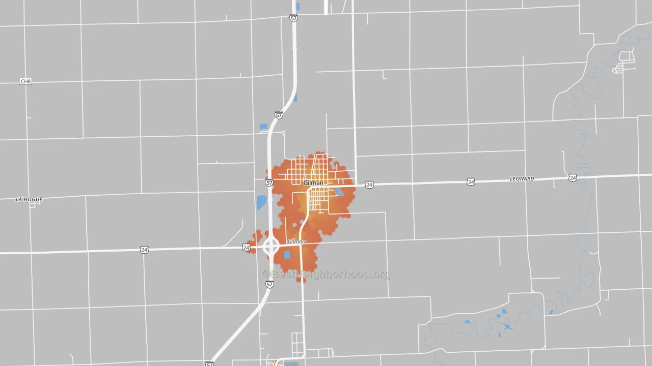 Bike Grade map of 60938, IL