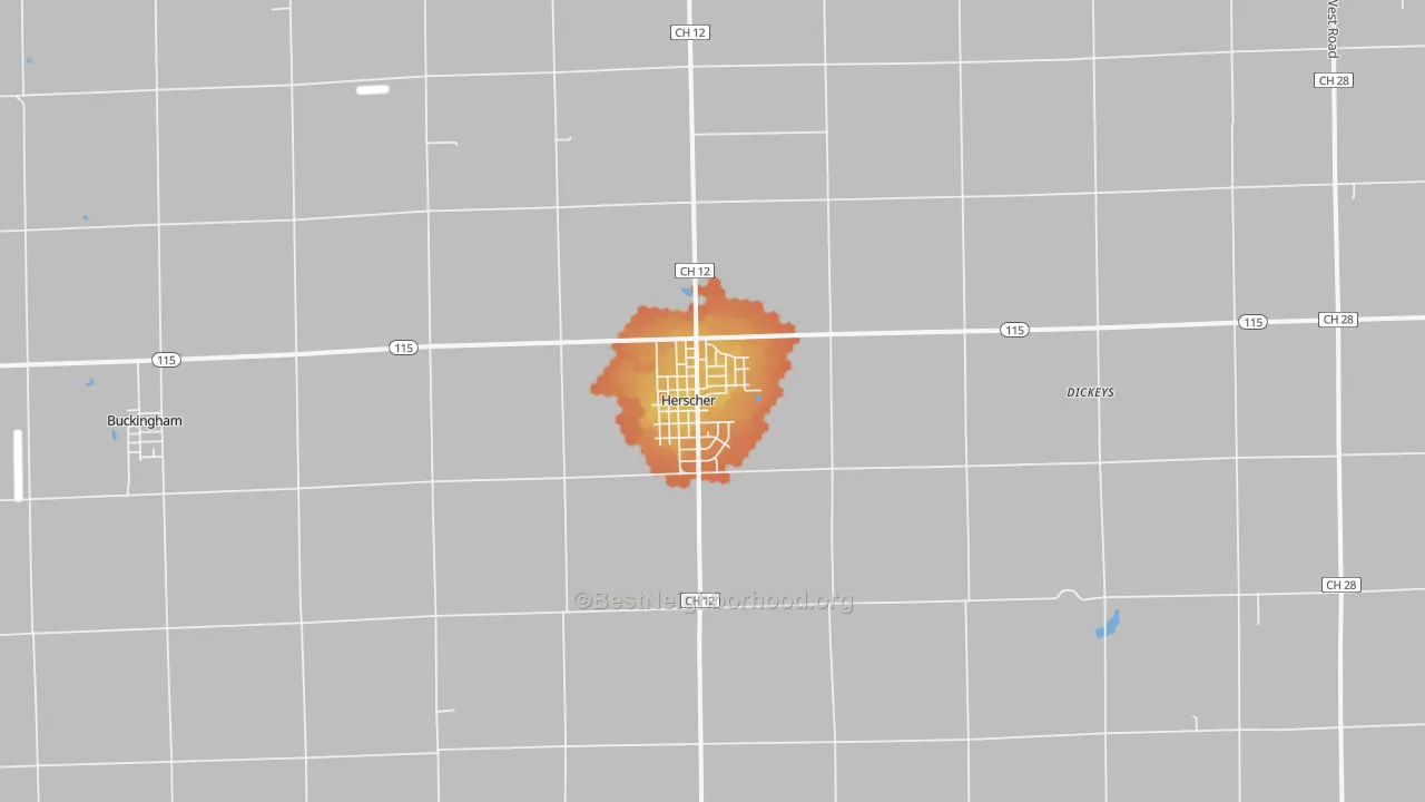 Bike Grade map of 60941, IL