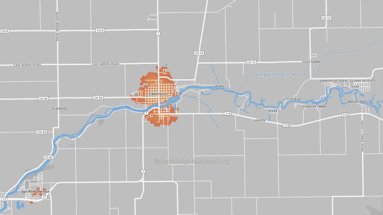 Bike Grade map of 60954, IL