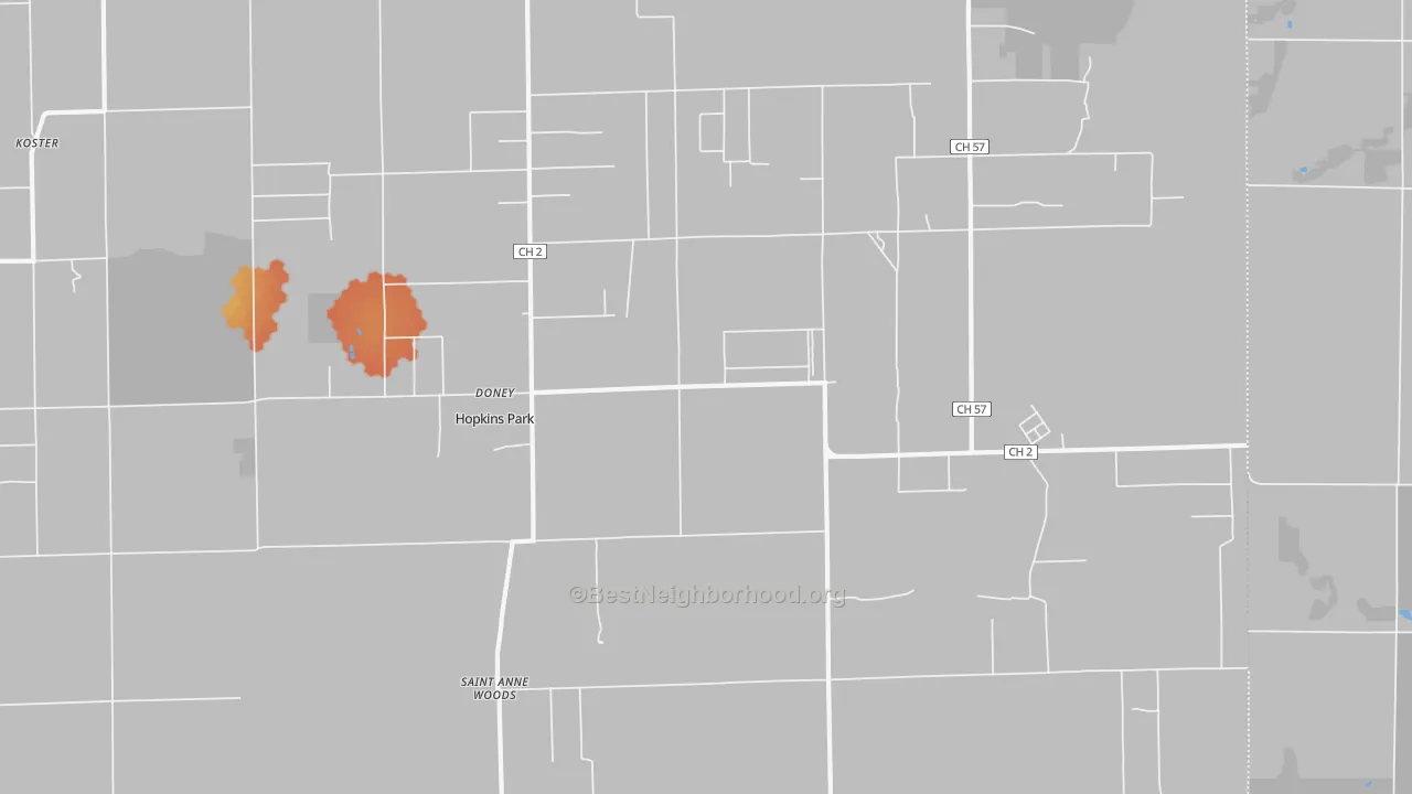 Bike Grade map of 60958, IL