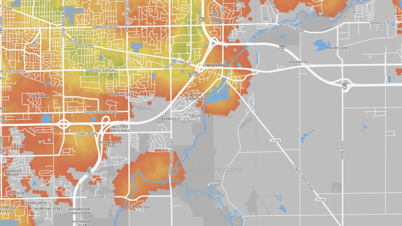 Bike Grade map of 61016, IL