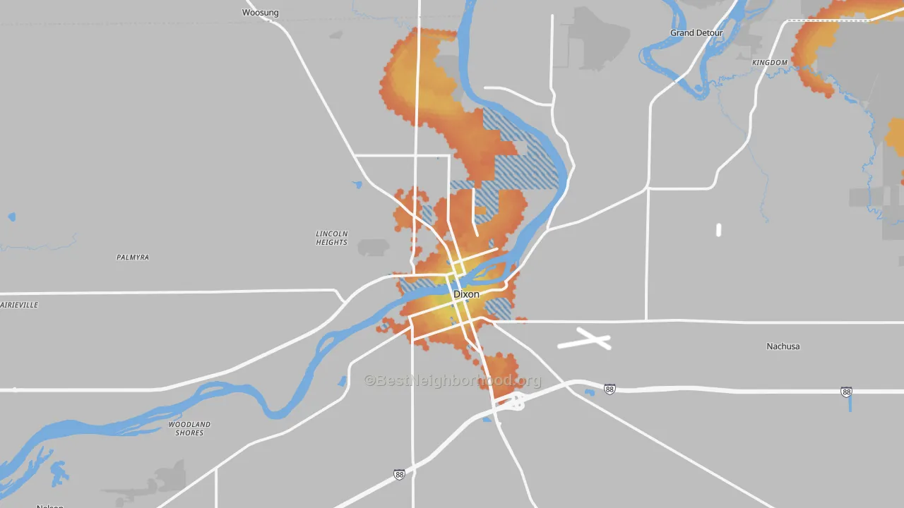 Bike Grade map of 61021, IL