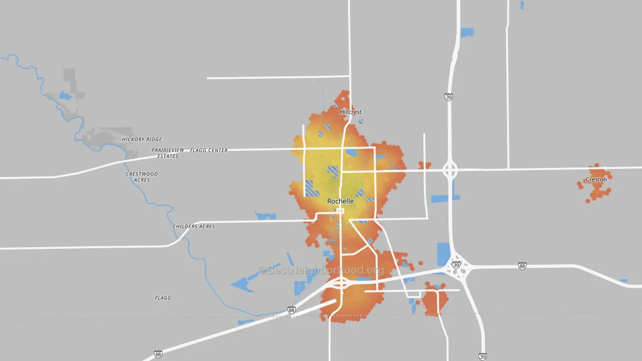 Bike Grade map of 61068, IL