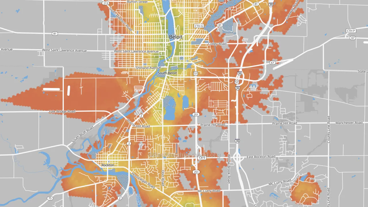 Bike Grade map of 61080, IL