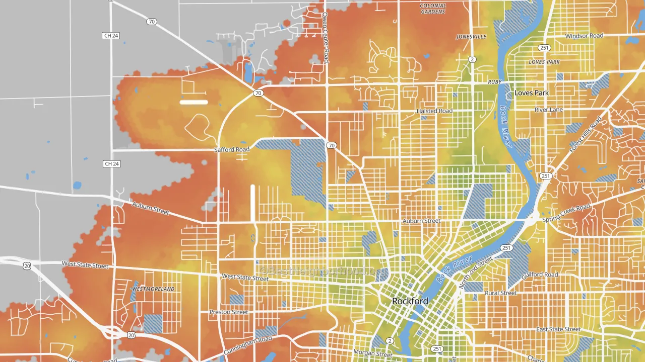 Bike Grade map of 61101, IL