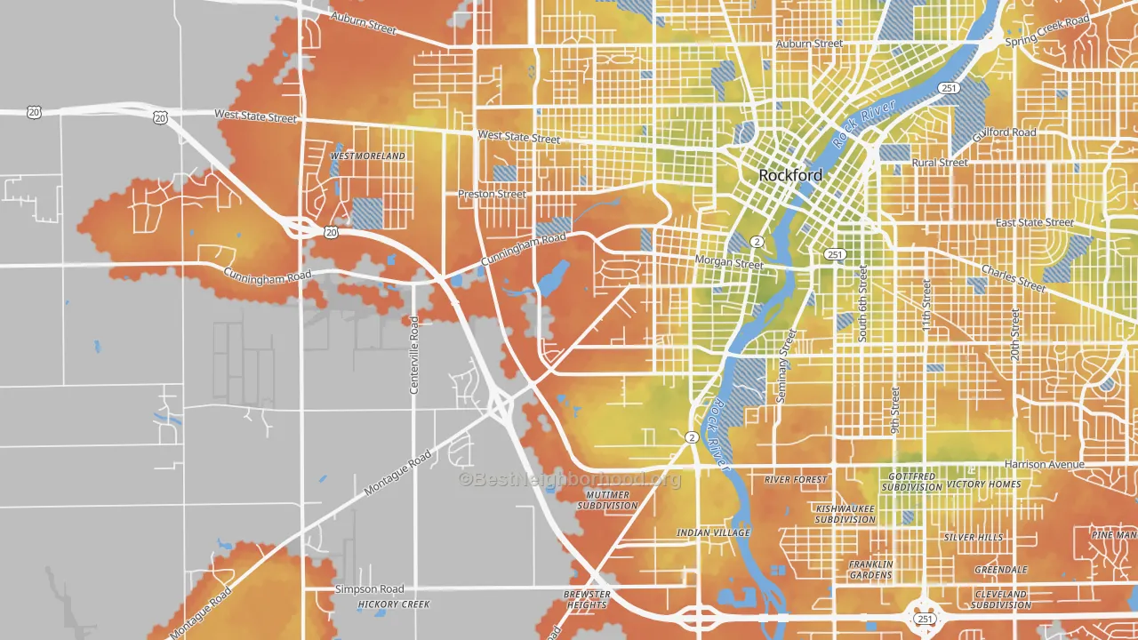 Bike Grade map of 61102, IL
