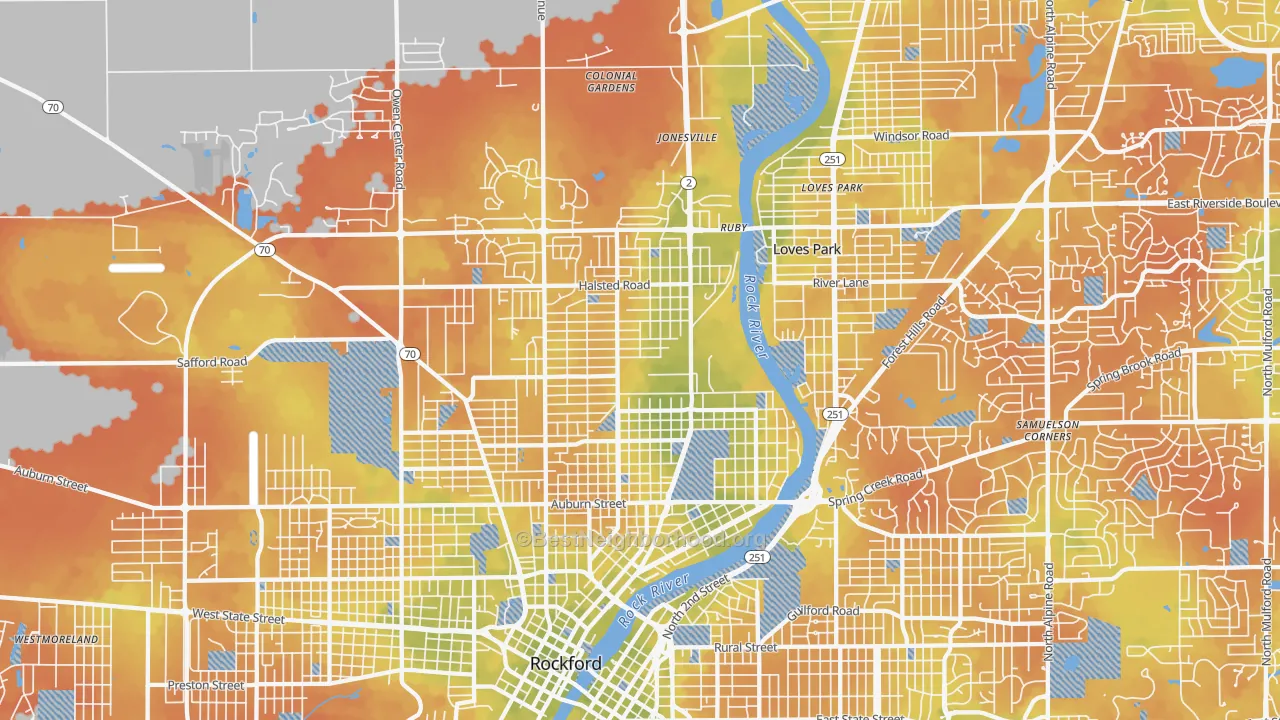 Bike Grade map of 61103, IL