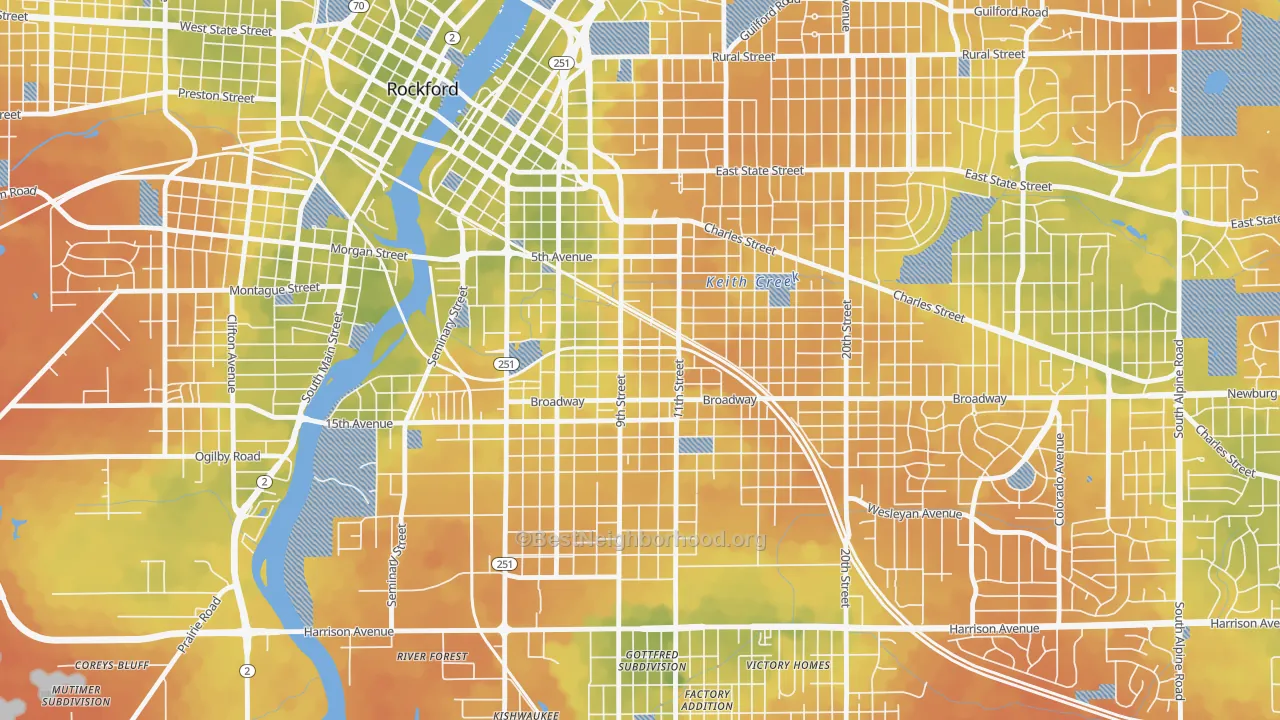 Bike Grade map of 61104, IL