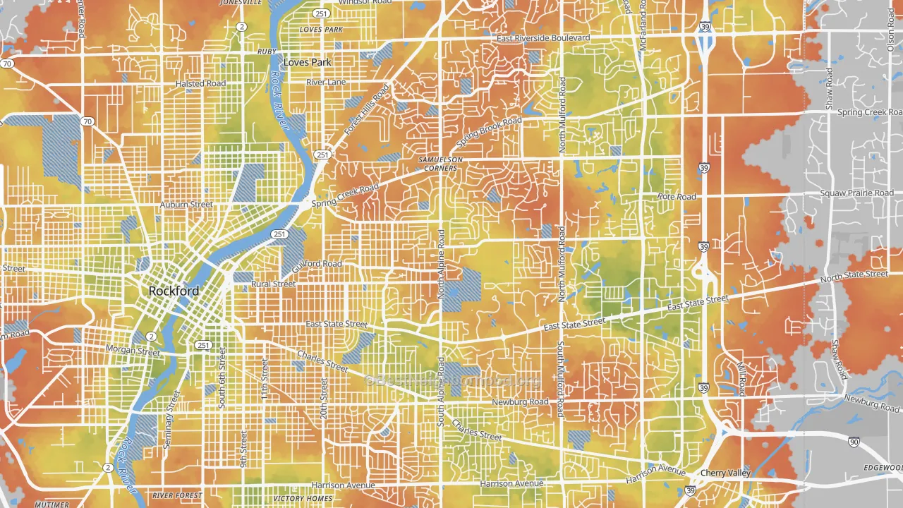 Bike Grade map of 61107, IL