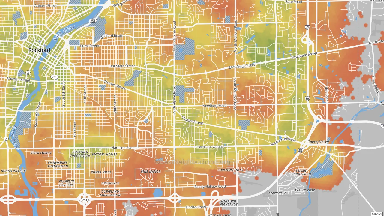 Bike Grade map of 61108, IL