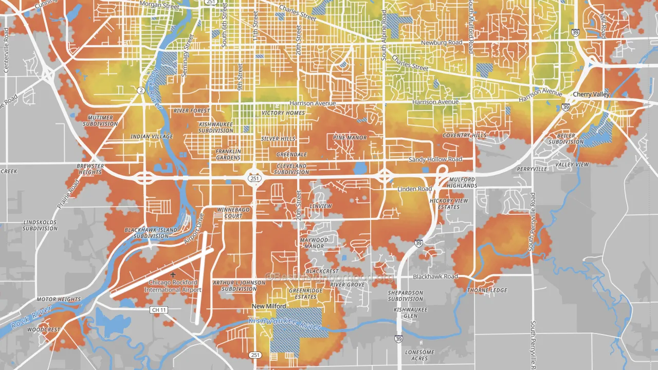 Bike Grade map of 61109, IL