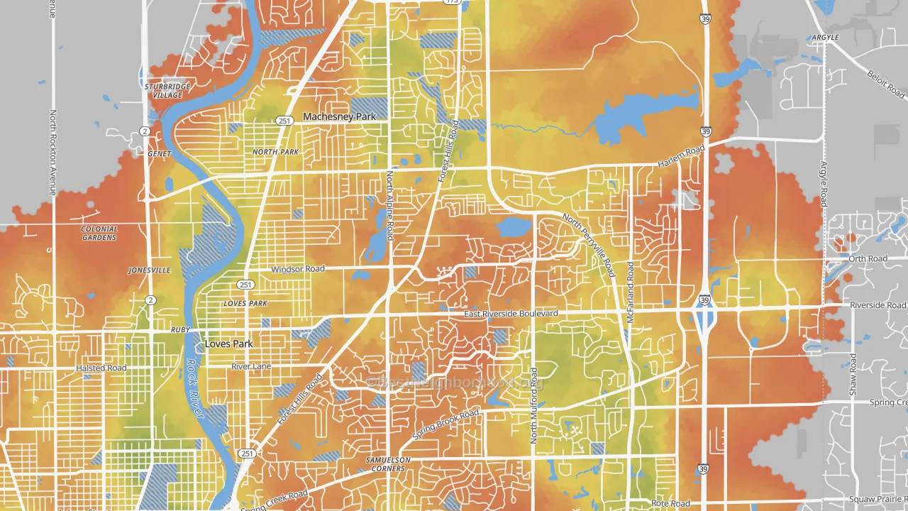 Bike Grade map of 61111, IL