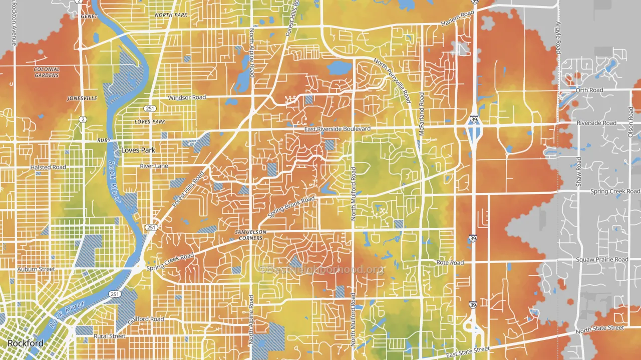 Bike Grade map of 61114, IL