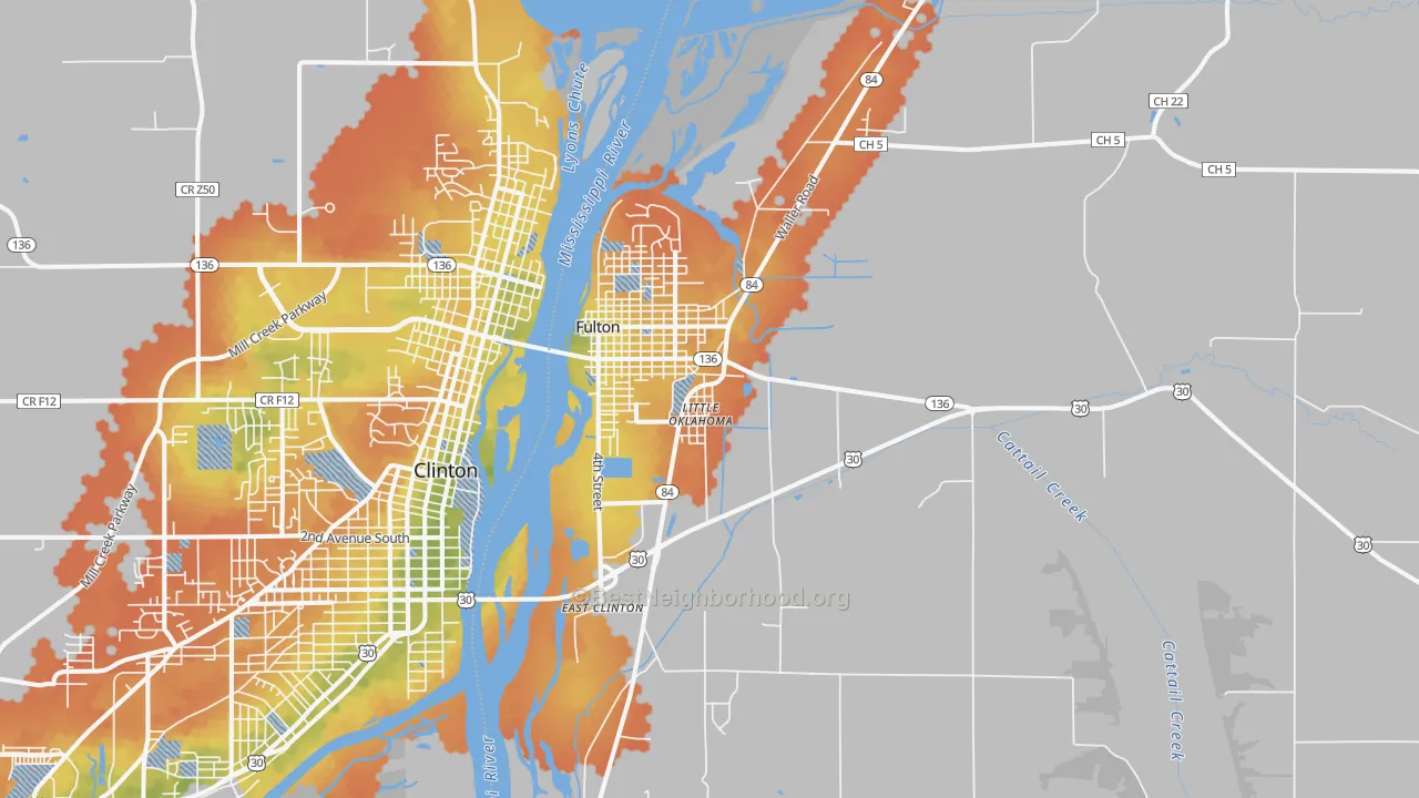 Bike Grade map of 61252, IL