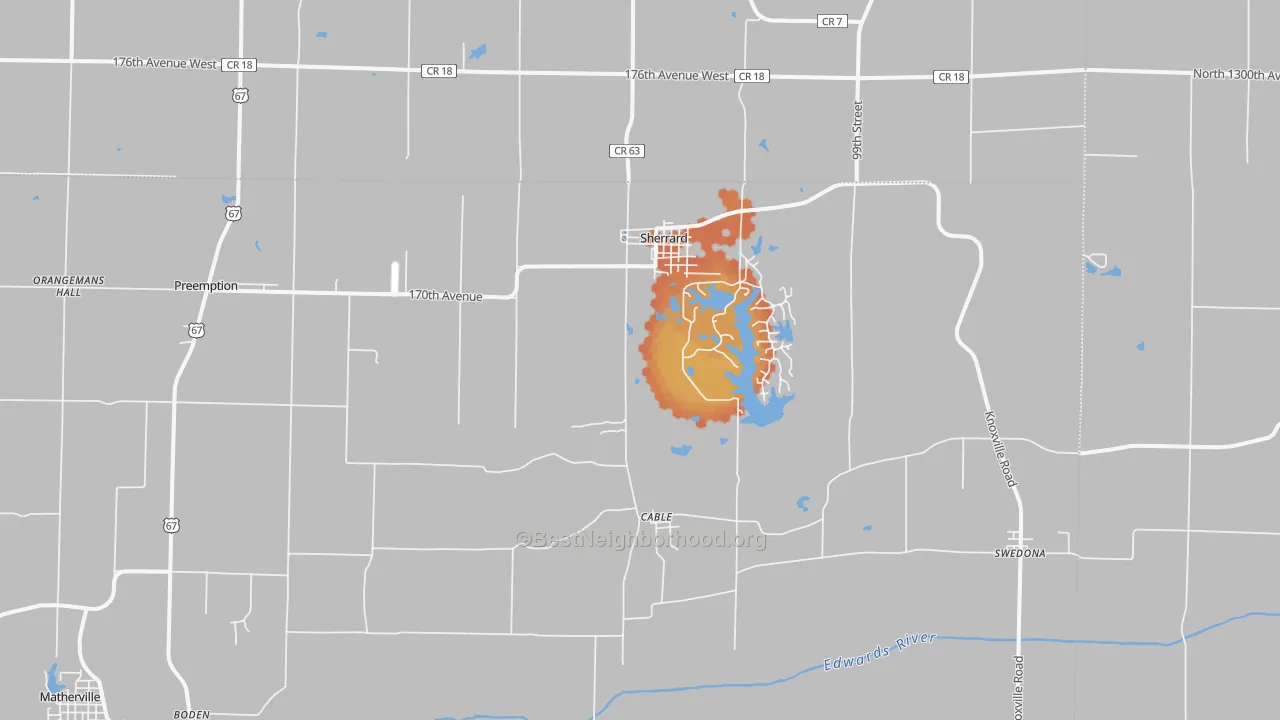 Bike Grade map of 61281, IL