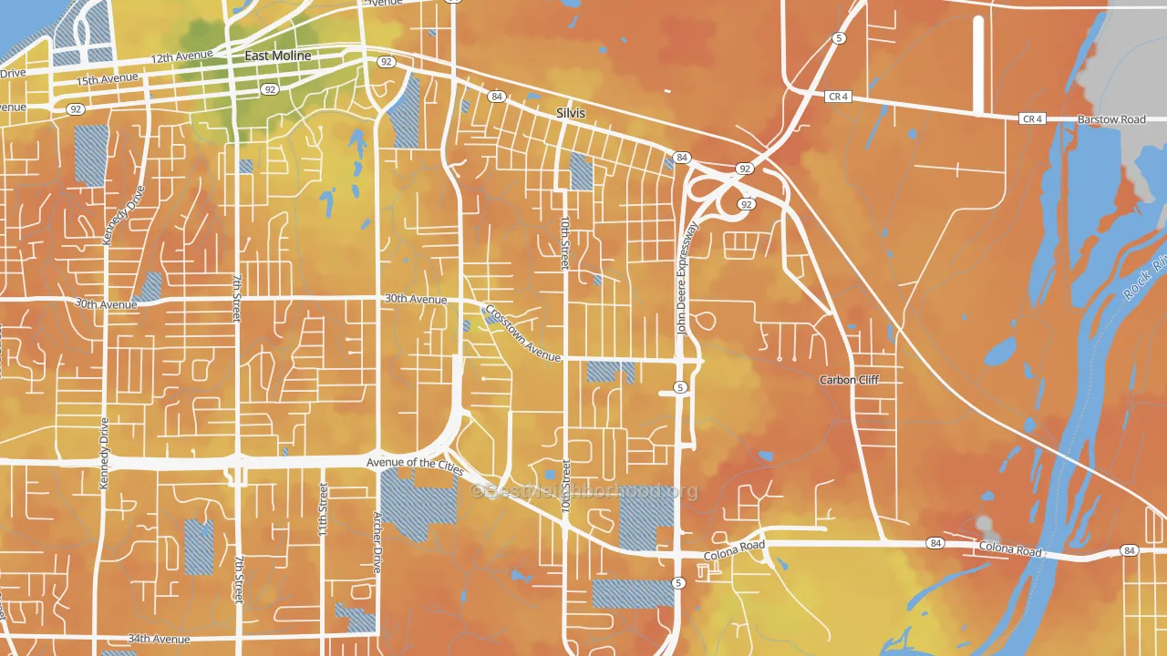 Bike Grade map of 61282, IL