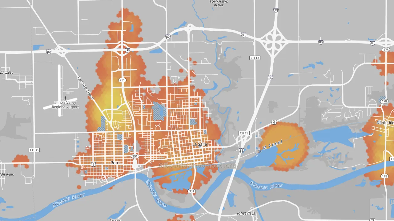 Bike Grade map of 61301, IL