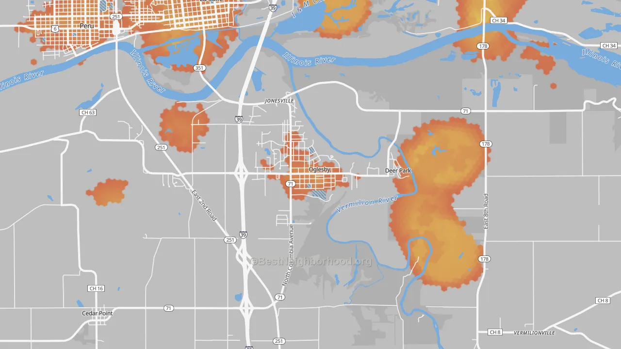 Bike Grade map of 61348, IL