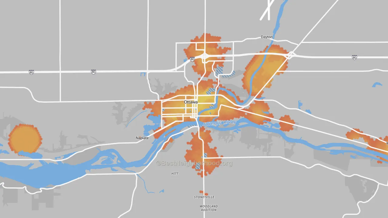 Bike Grade map of 61350, IL