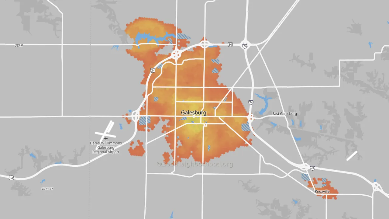 Bike Grade map of 61401, IL