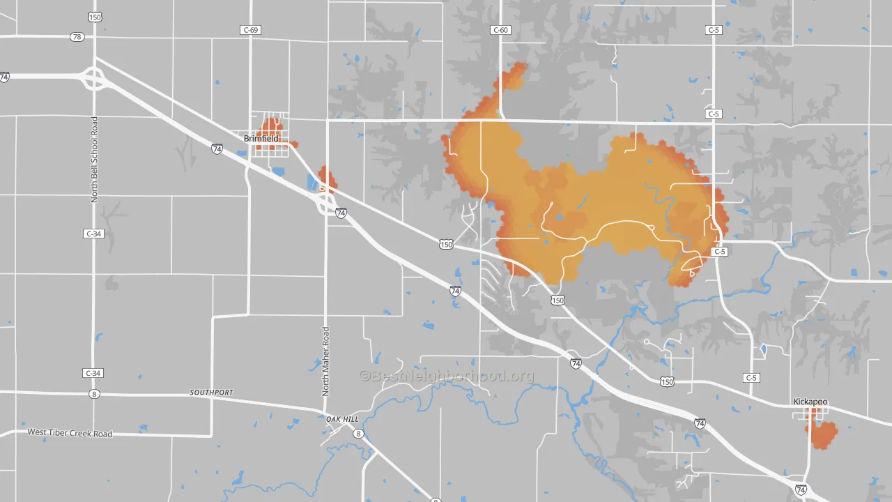 Bike Grade map of 61517, IL
