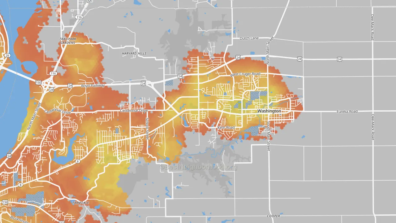 Bike Grade map of 61571, IL
