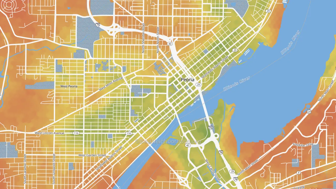 Bike Grade map of 61602, IL