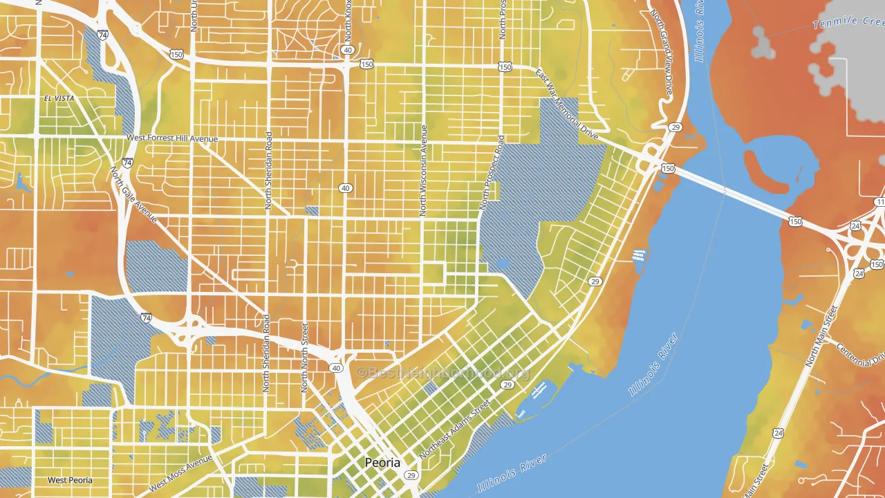 Bike Grade map of 61603, IL