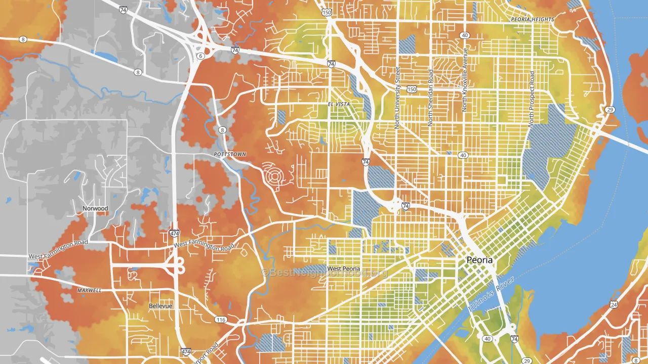 Bike Grade map of 61604, IL