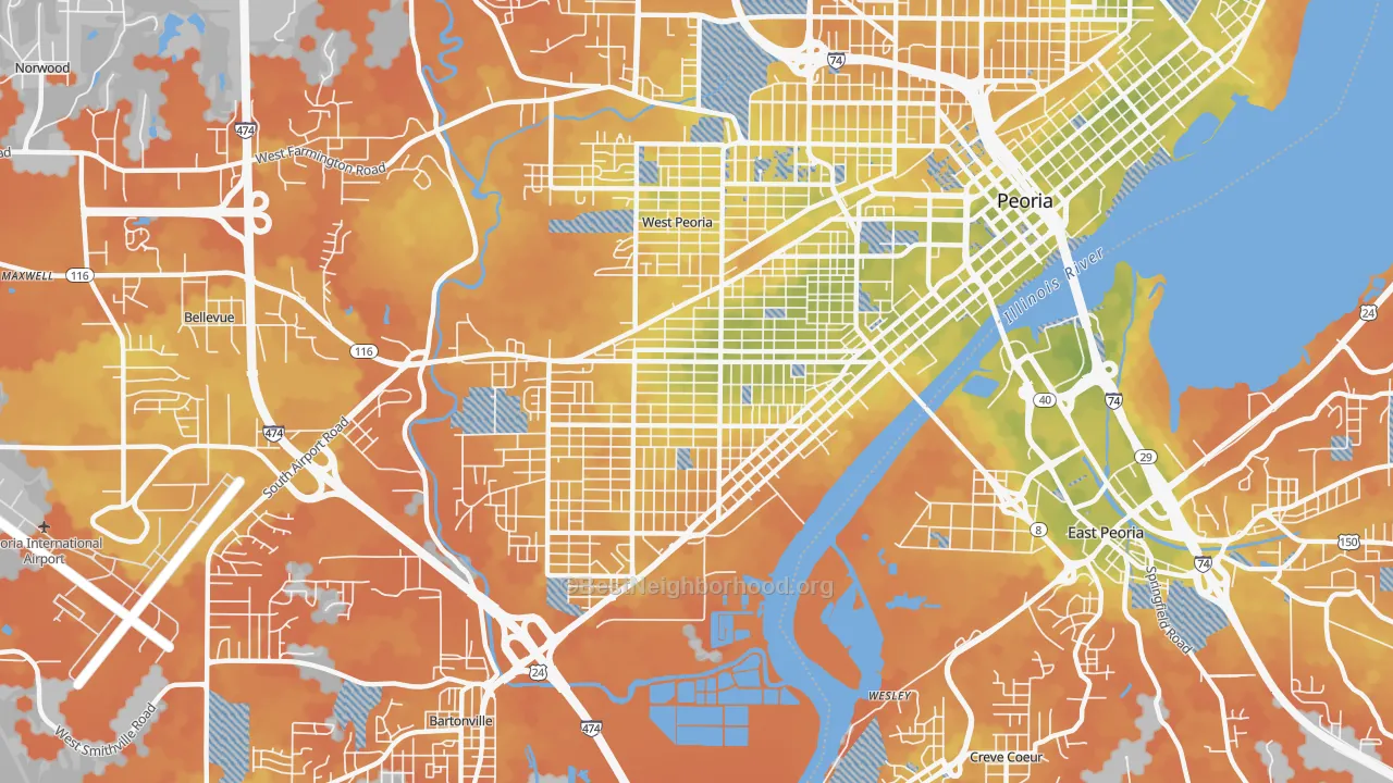 Bike Grade map of 61605, IL