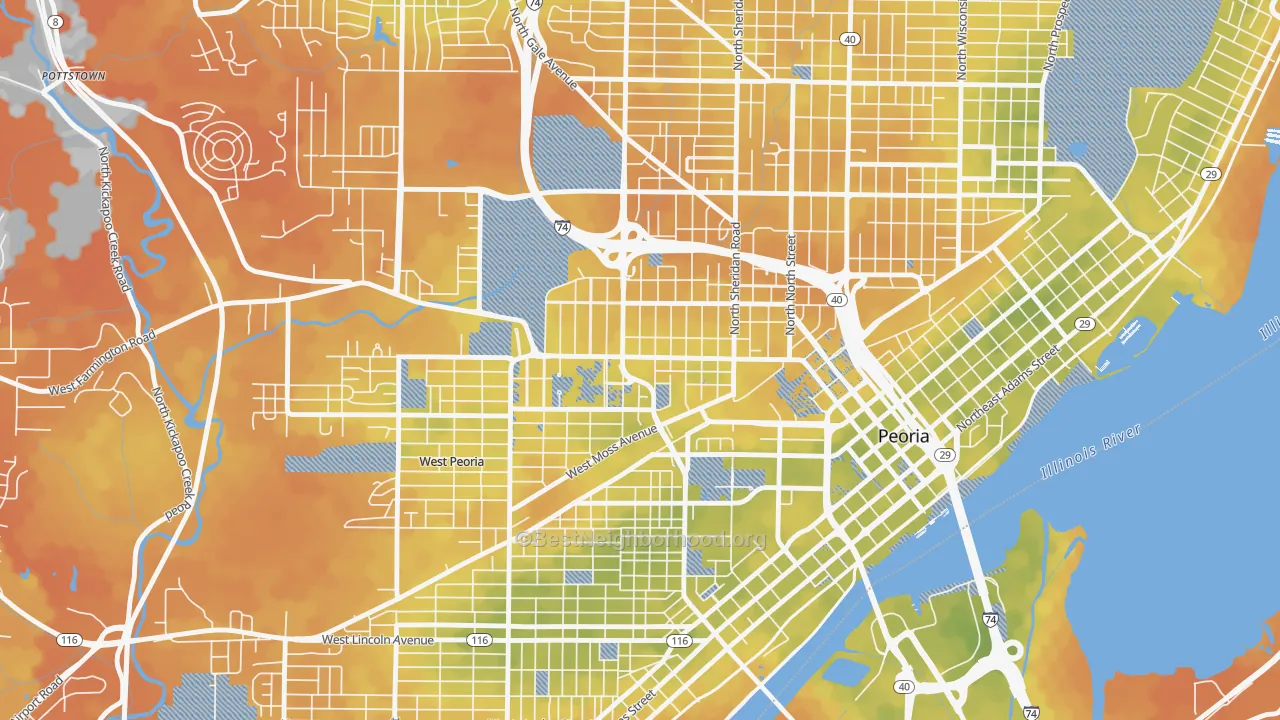 Bike Grade map of 61606, IL