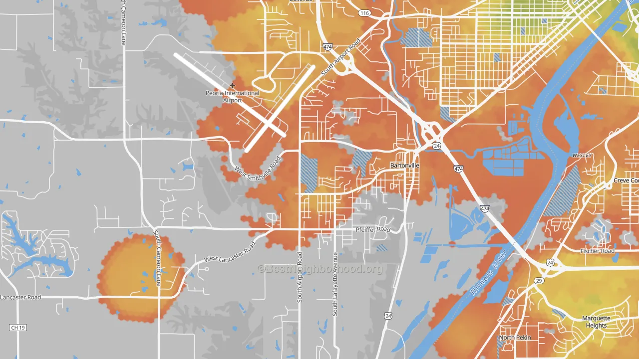 Bike Grade map of 61607, IL