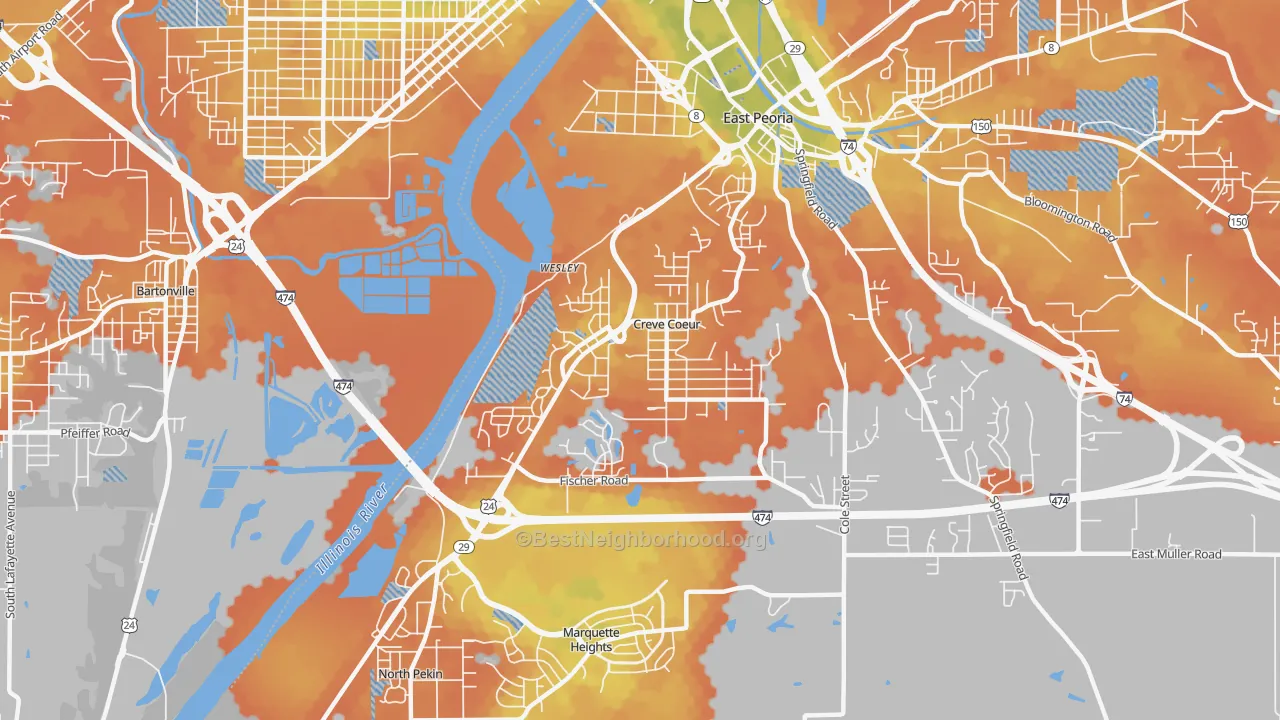 Bike Grade map of 61610, IL