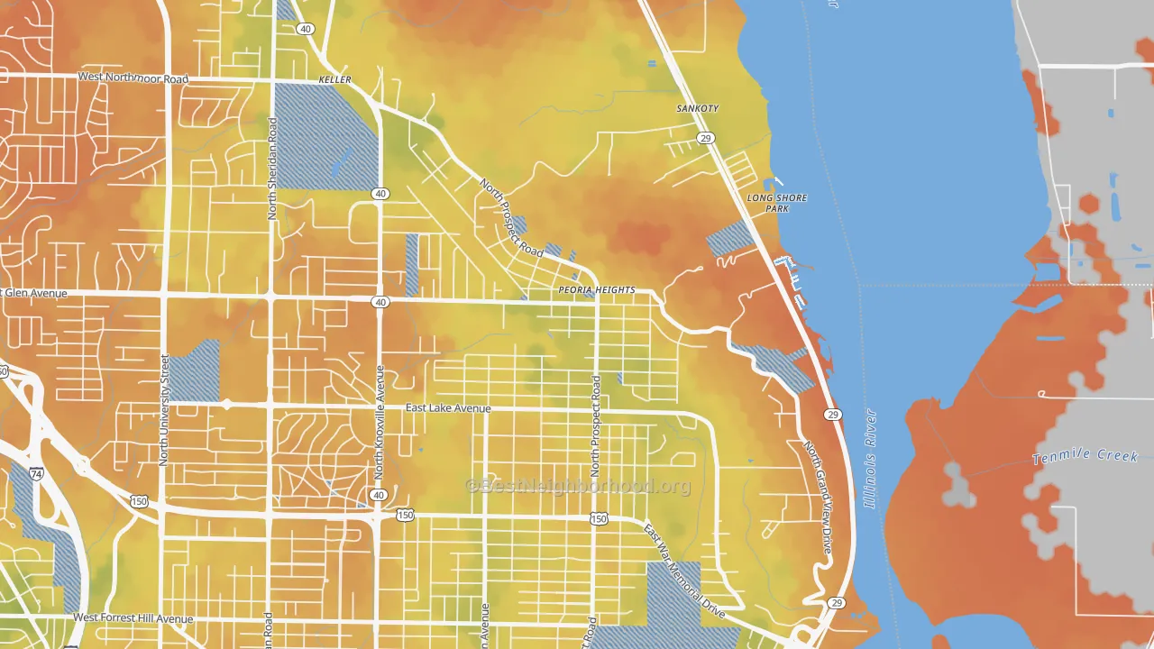 Bike Grade map of 61616, IL