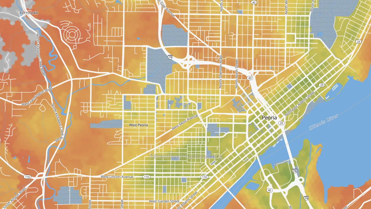 Bike Grade map of 61625, IL