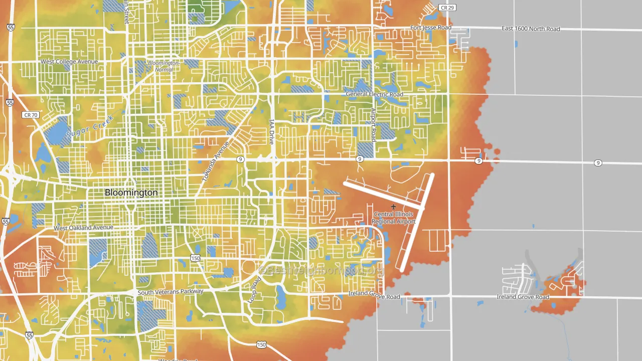 Bike Grade map of 61704, IL