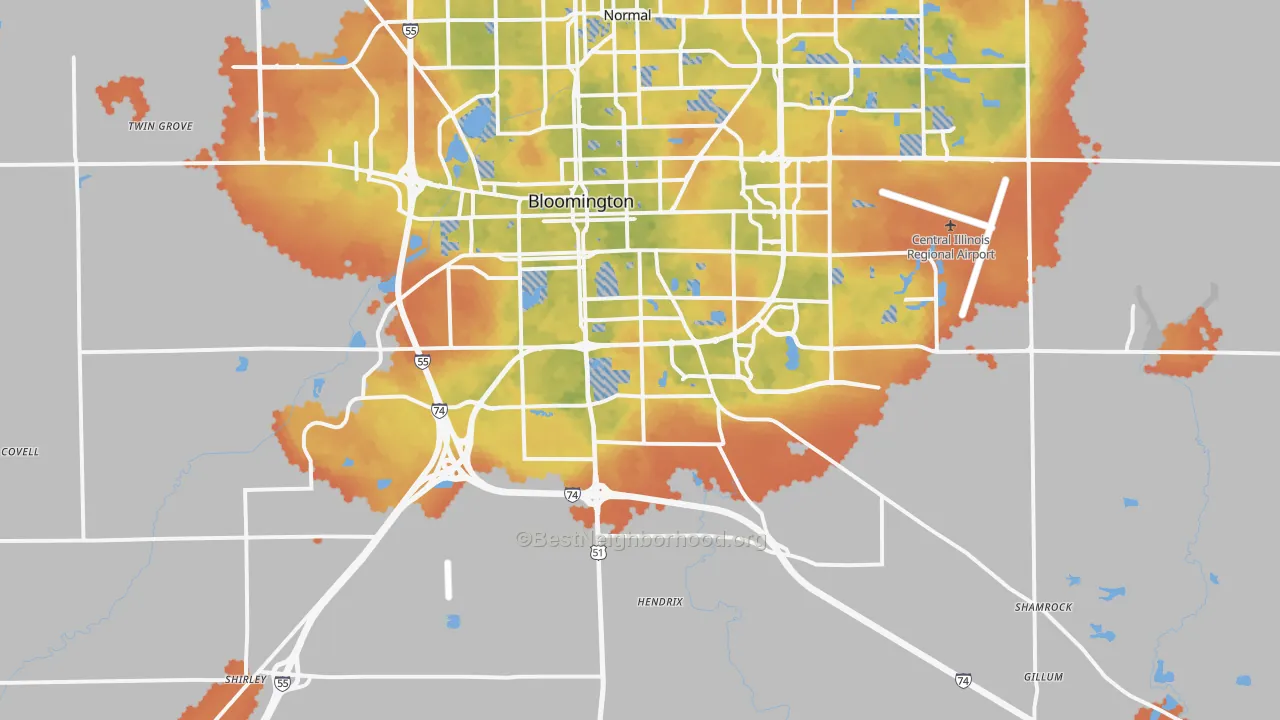 Bike Grade map of 61705, IL