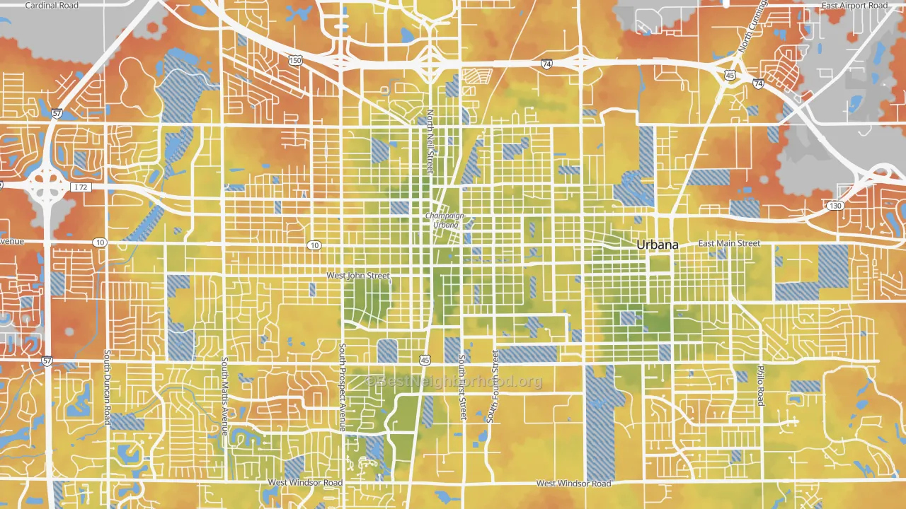 Bike Grade map of 61820, IL
