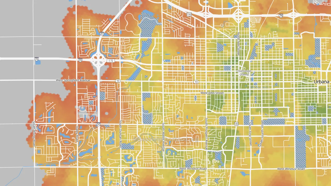 Bike Grade map of 61821, IL