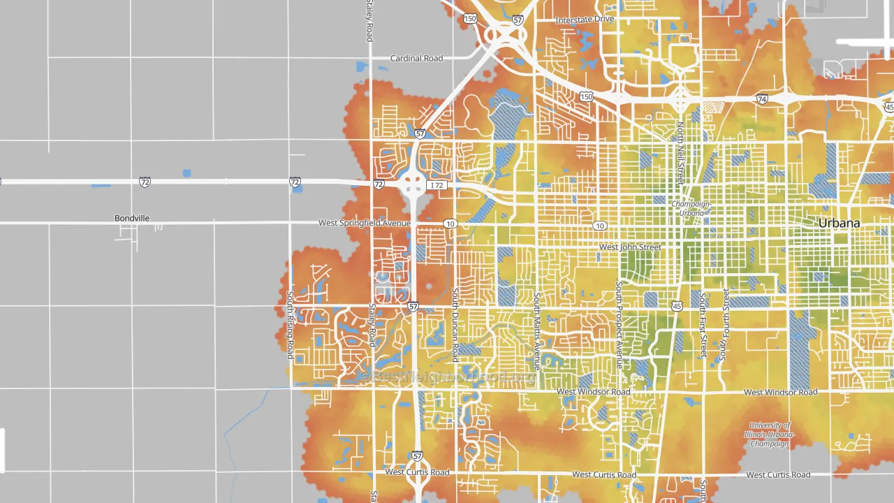 Bike Grade map of 61822, IL