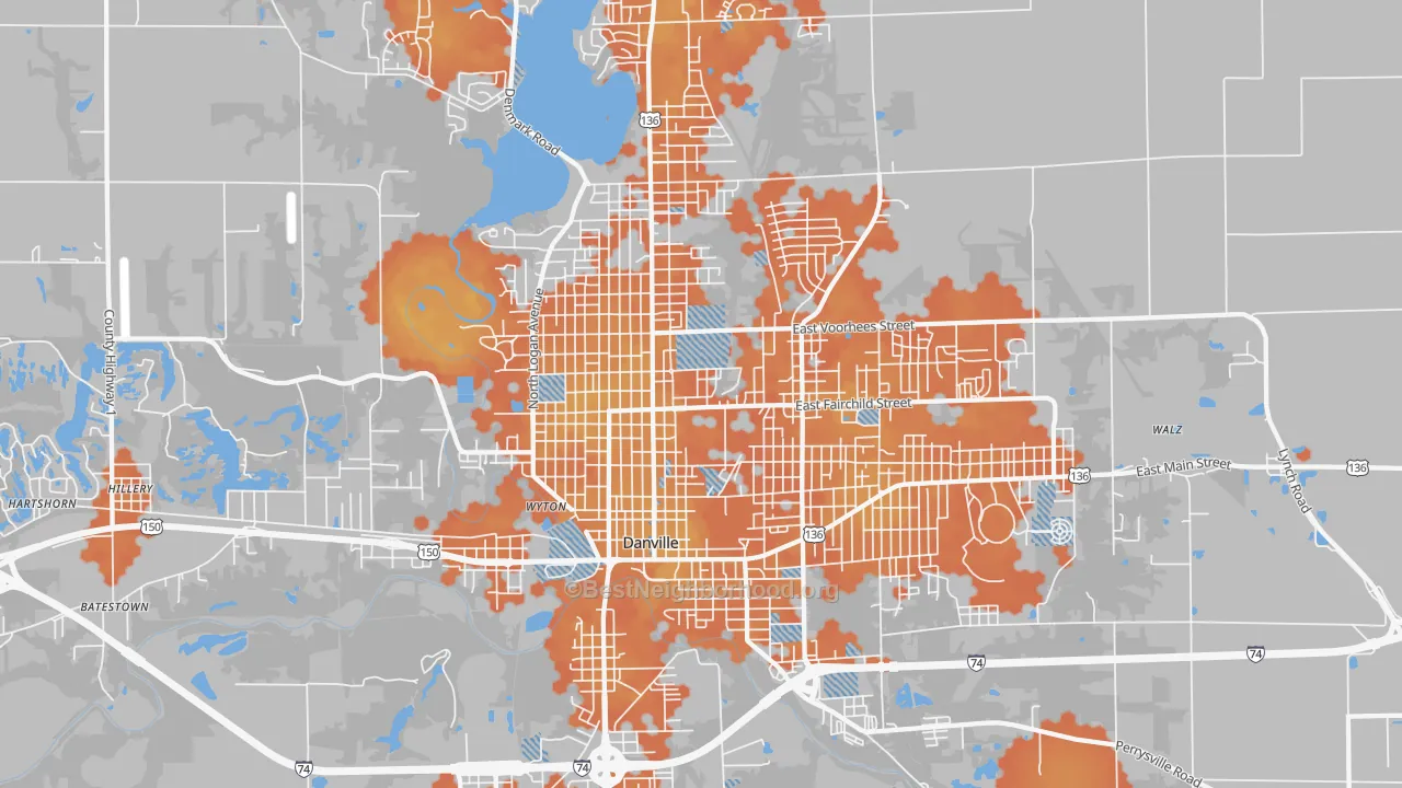 Bike Grade map of 61832, IL
