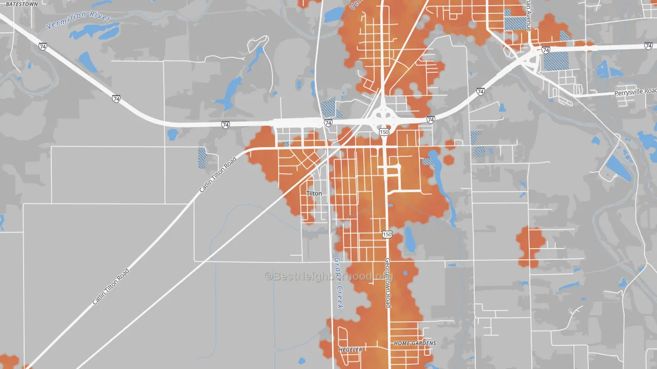 Bike Grade map of 61833, IL