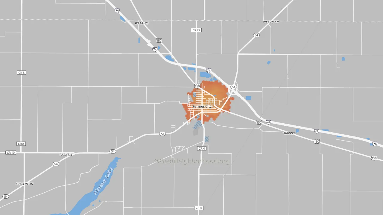 Bike Grade map of 61842, IL