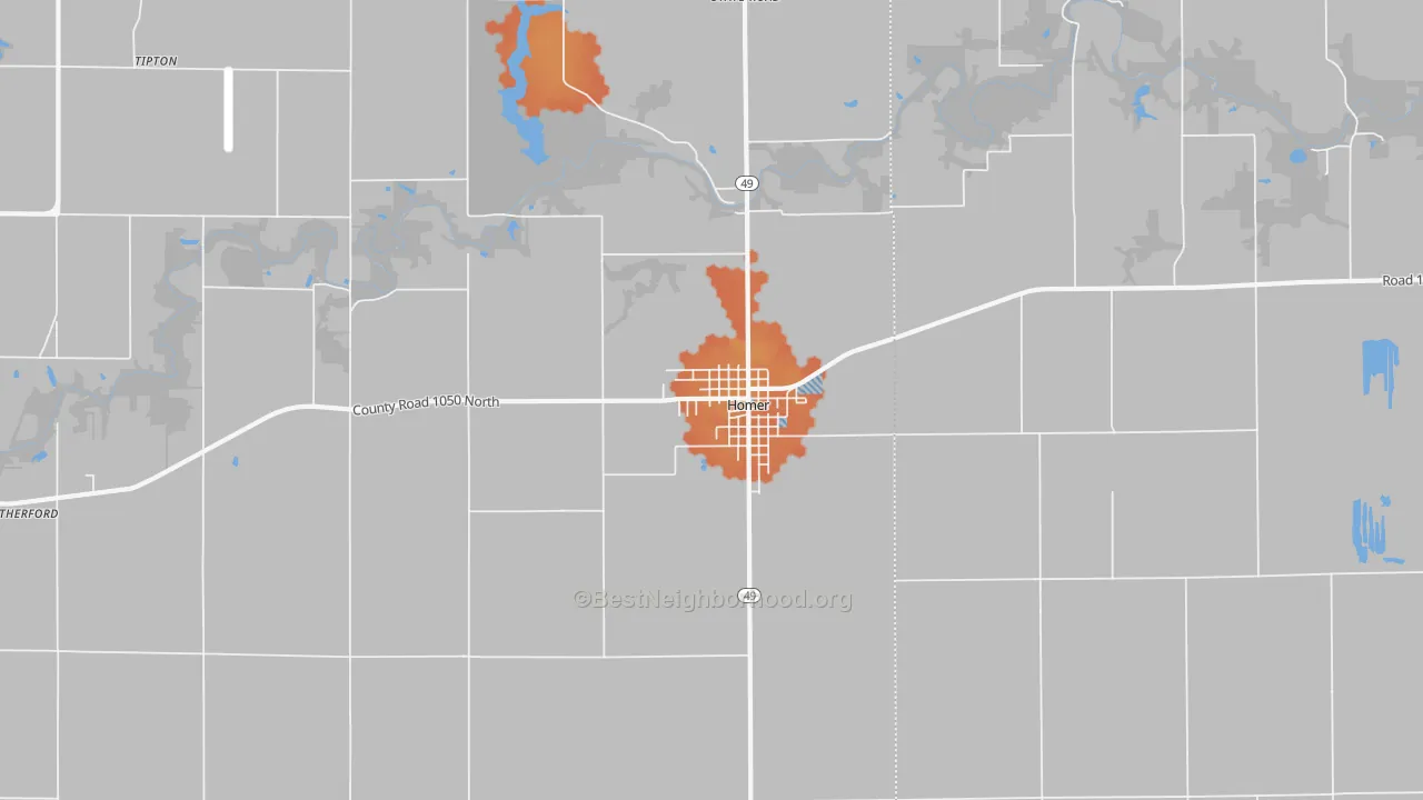 Bike Grade map of 61849, IL