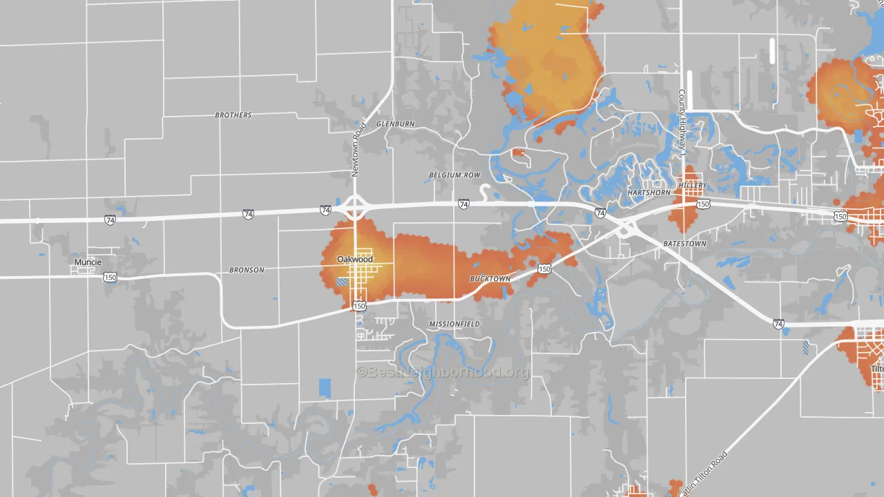 Bike Grade map of 61858, IL