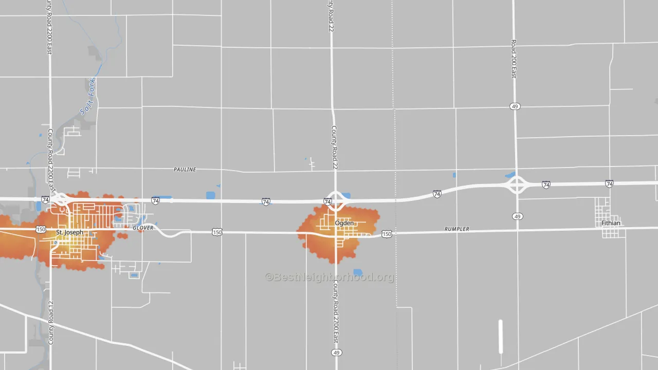 Bike Grade map of 61859, IL